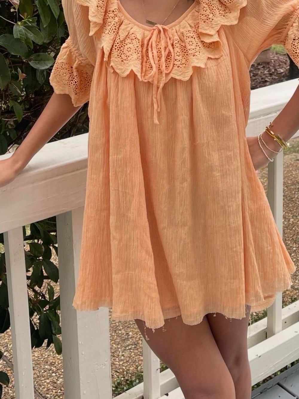 Peach Lace-Trim Tularosa Dress
